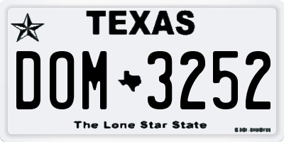 TX license plate DOM3252