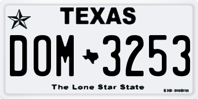 TX license plate DOM3253