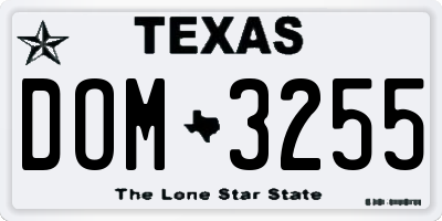 TX license plate DOM3255