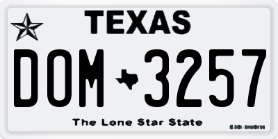 TX license plate DOM3257