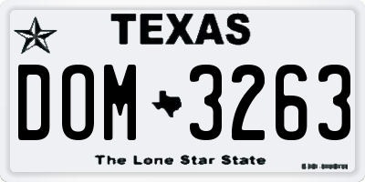 TX license plate DOM3263