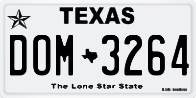 TX license plate DOM3264