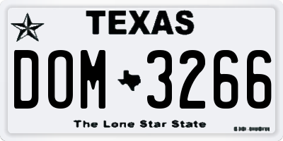 TX license plate DOM3266