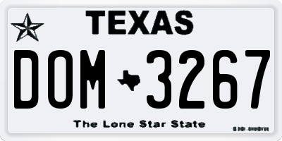 TX license plate DOM3267