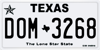 TX license plate DOM3268
