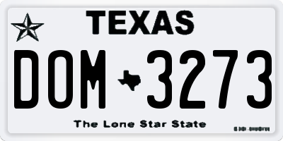 TX license plate DOM3273