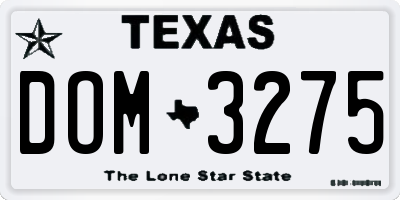 TX license plate DOM3275