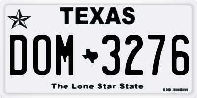 TX license plate DOM3276
