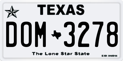 TX license plate DOM3278