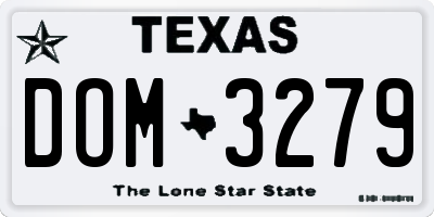 TX license plate DOM3279