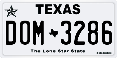 TX license plate DOM3286