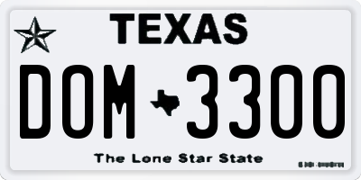 TX license plate DOM3300