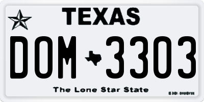 TX license plate DOM3303