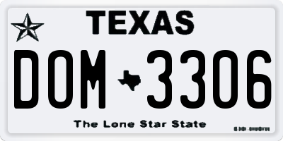 TX license plate DOM3306