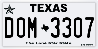 TX license plate DOM3307
