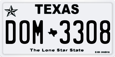 TX license plate DOM3308