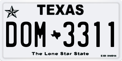TX license plate DOM3311