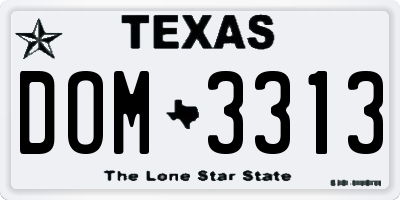 TX license plate DOM3313