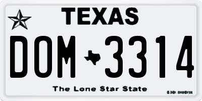 TX license plate DOM3314