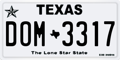TX license plate DOM3317
