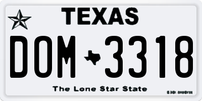TX license plate DOM3318