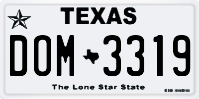 TX license plate DOM3319