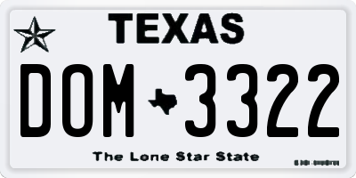 TX license plate DOM3322