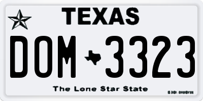 TX license plate DOM3323