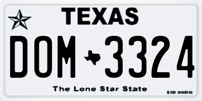 TX license plate DOM3324