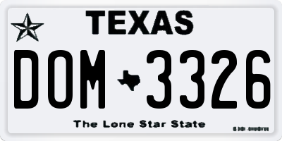 TX license plate DOM3326