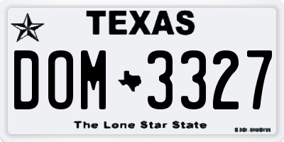 TX license plate DOM3327