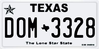 TX license plate DOM3328