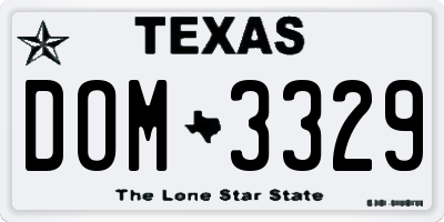 TX license plate DOM3329