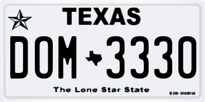 TX license plate DOM3330