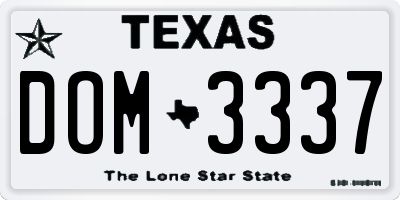 TX license plate DOM3337