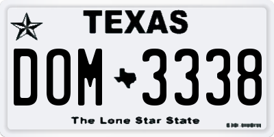 TX license plate DOM3338