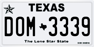 TX license plate DOM3339