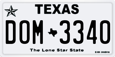 TX license plate DOM3340