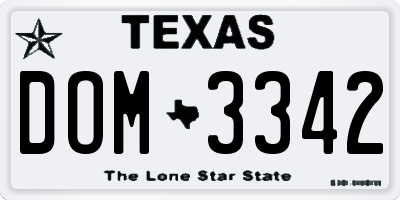 TX license plate DOM3342