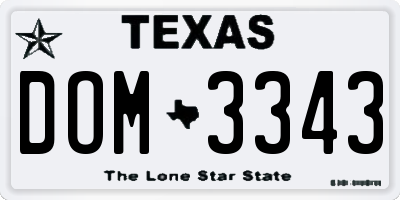 TX license plate DOM3343
