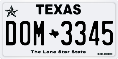 TX license plate DOM3345