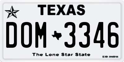 TX license plate DOM3346