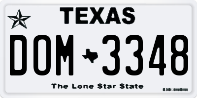 TX license plate DOM3348