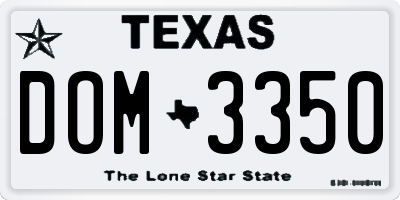 TX license plate DOM3350