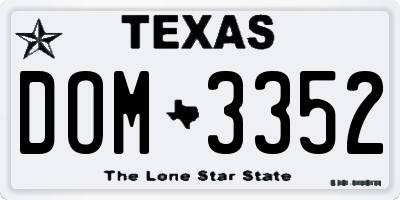 TX license plate DOM3352