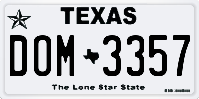TX license plate DOM3357