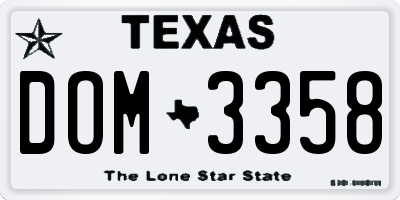 TX license plate DOM3358