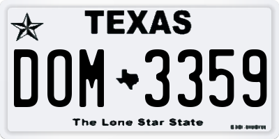 TX license plate DOM3359