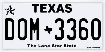 TX license plate DOM3360