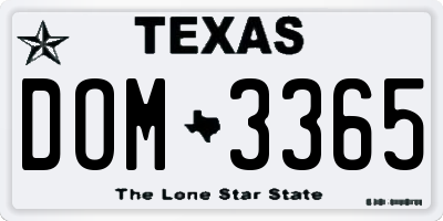 TX license plate DOM3365